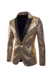 Sparkly Gold Notched Lapel Prom Blazer