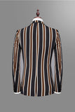 Brown Stripe Notched Lapel Stripe Men's 3 Pieces Suits