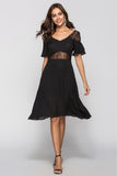 A-line Black Cocktail Dress with Lace
