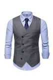 Single Breasted Slim Fit Men's Solid Color Suit Vest
