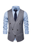 Double Breasted Men's Big V Neck Suit Vest