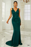 Dark Green V-Neck Mermaid Ball Dress