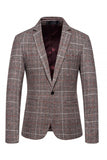 Brown Grid Business Blazer for Men