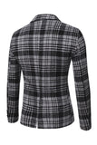 Black Grid Double Breasted Business Blazer for Men