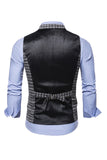 Check Single Breasted Gun Lapel Collar Men's Suit Vest