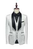 White Jacquard Shawl Lapel 3 Pieces Men's Suits