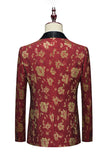 Red Jacquard Shawl Lapel 3 Pieces Men's Suits