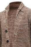 Khaki Shawl Collar Long Sleeves Loose Fit Men's Cardigan Sweater