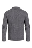 Grey Men's Casual Stand Collar Pullover Sweater