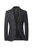 Grey Jacquard Single Breasted Men's Blazer