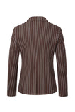 Coffee Pinstriped One Button Notched Lapel Men‘s Blazer