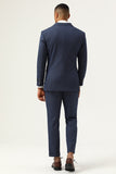 3 Piece Dark Blue Double Breasted Pinstripe Men's Ball Suits