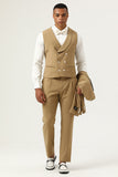3 Piece Brown Single Breasted Peak Lapel Men's Ball Suits