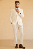 White Peak Lapel Single Breasted 3 Piece Men's Wedding Suits