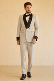 Grey Shawl Lapel Double Breasted 2 Piece Men's Wedding Suits