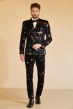 Notched Lapel Double Breasted Black Men's Wedding Suit