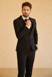 Black Notched Lapel Single Button 3 Pieces Men's Wedding Suits