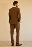 Brown Peak Lapel Single Button 3 Piece Men's Wedding Suits