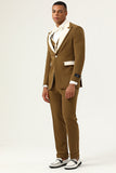 Brown Peak Lapel Single Button Men's Ball Suits