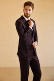 Dark Purple Notched Lapel Single Button Men's Wedding Suits