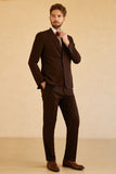 Notched Lapel Two Button Dark Brown 3 Piece Men's Wedding Suits