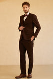 Notched Lapel Two Button Dark Brown 3 Piece Men's Wedding Suits
