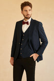 Navy Peak Lapel 3 Pieces Men's Wedding Suit