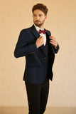 Navy Peak Lapel 3 Pieces Men's Wedding Suit