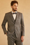 Grey Peak Lapel 3 Pieces Men's Wedding Suit
