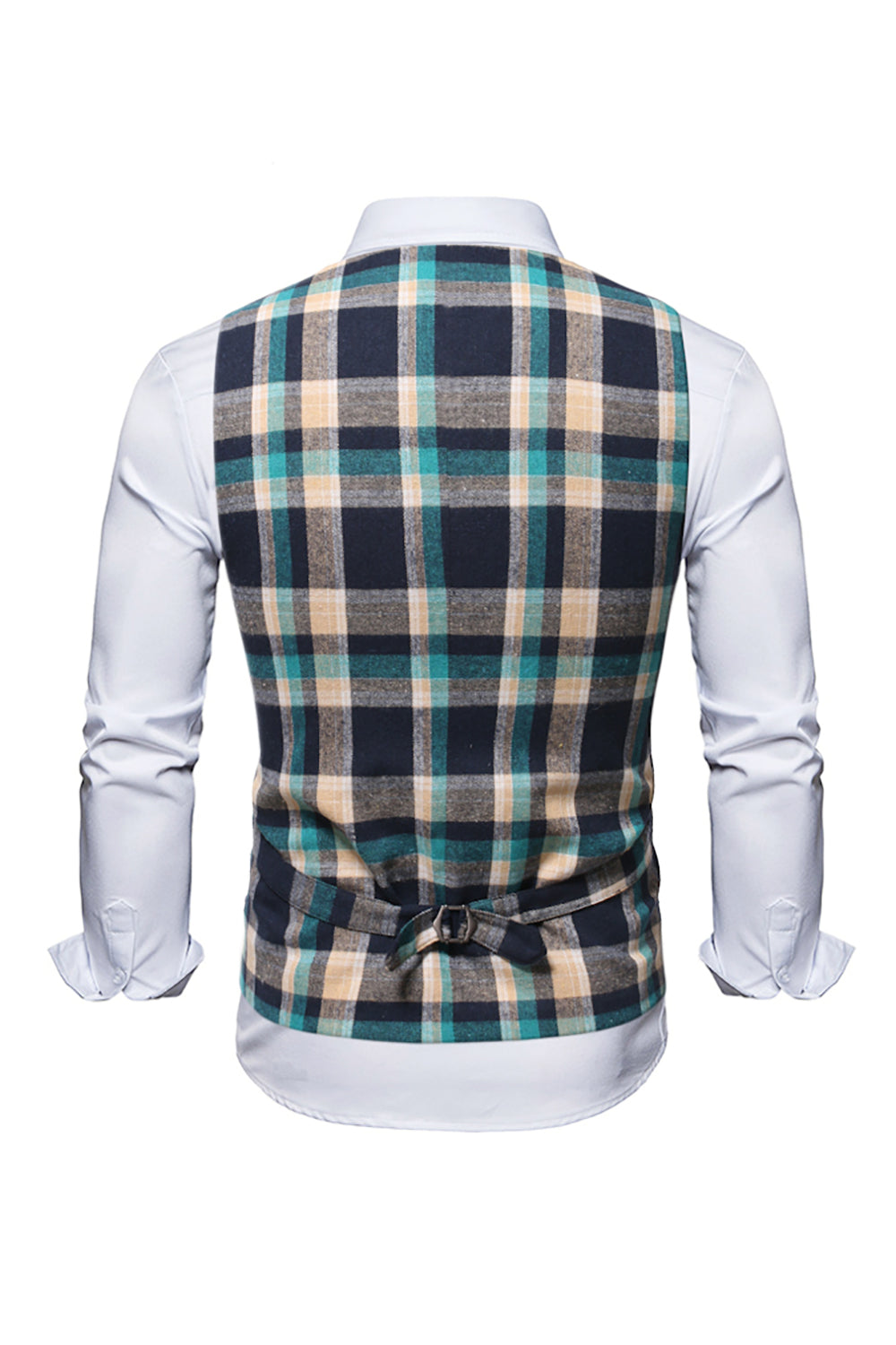 Single Breasted V-Neck Plaid Men's Vest