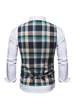 Single Breasted V-Neck Plaid Men's Vest