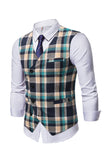 Single Breasted V-Neck Plaid Men's Vest