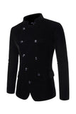 Coffee Double Beasted Stand Collar Men's Blazer