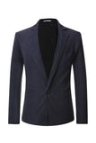 Grey Knitted Notched Lapel Men's Blazer