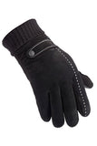 Black Pigskin Fleece Gloves For Men