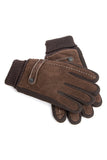 Black Pigskin Fleece Gloves For Men