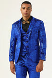 Sparkly Royal Blue Sequins 3 Piece Men's Ball Suits