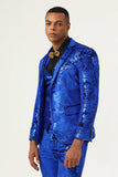 Sparkly Royal Blue Sequins 3 Piece Men's Ball Suits
