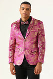 Fuchsia Notched Lapel Jacquard Men's Prom Blazer