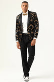 Sparkly Black and Golden Sequins Men's Prom Blazer