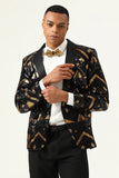 Sparkly Black and Golden Sequins Men's Prom Blazer