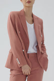 Black Double Breasted Peak Lapel Women Party Blazer