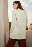 White Notched Lapel One Button Women Party Blazer