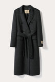 Double Breasted Peak Lapel Dark Grey Long Slim Fit Wool Coat