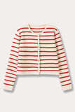 Black and White Striped Knitted Women Coat