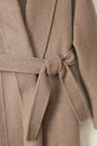 Khaki Shawl Lapel Long Women Coat with Belt