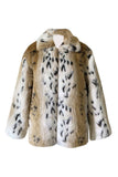 Khaki Print Long Faux Fur Coat