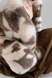 Khaki Shawl Lapel Midi Faux Fur Shearling Coat