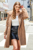 Camel Fleece Button Down Midi Coat