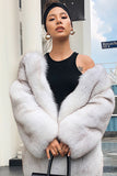 White Oversized Open Front Faux Fur Women Coat